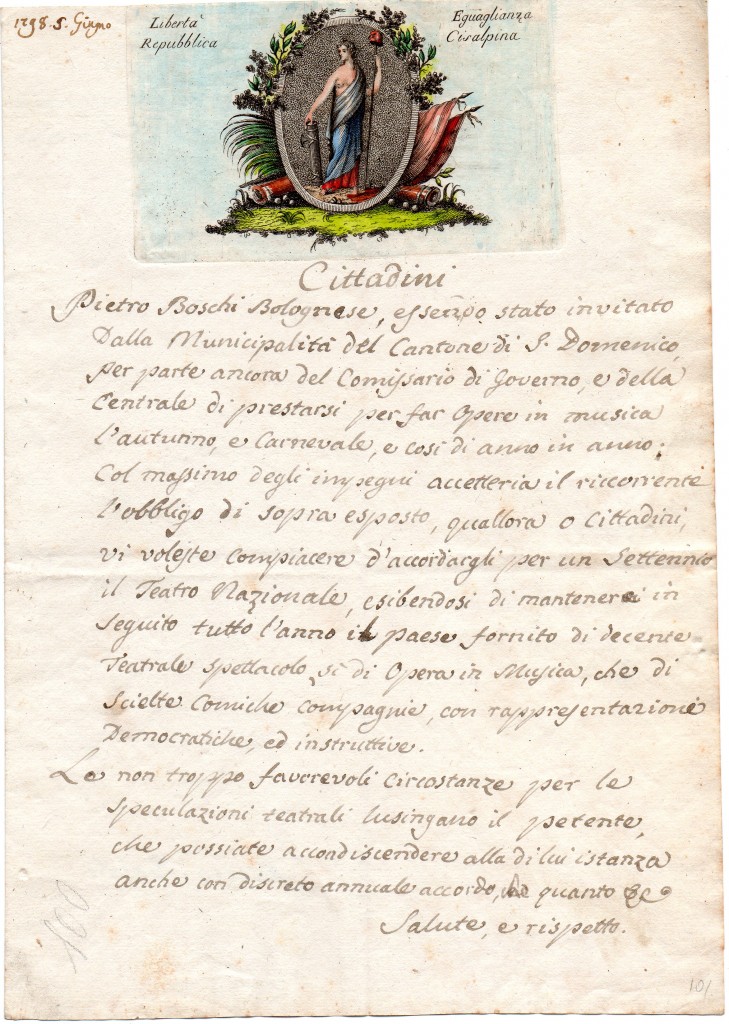 1798 Repubblica Cisalpina ril a Bologna Parla di Musica e Spettacolo