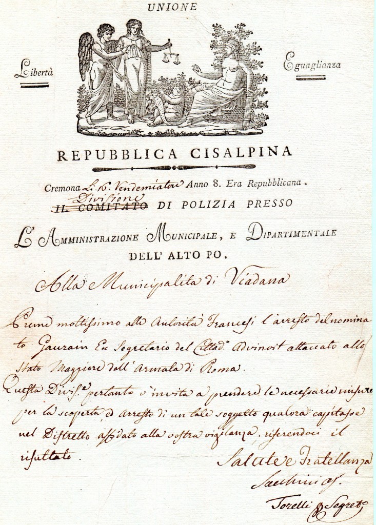 1799 Repubblica Cisalpina ril a Viadana