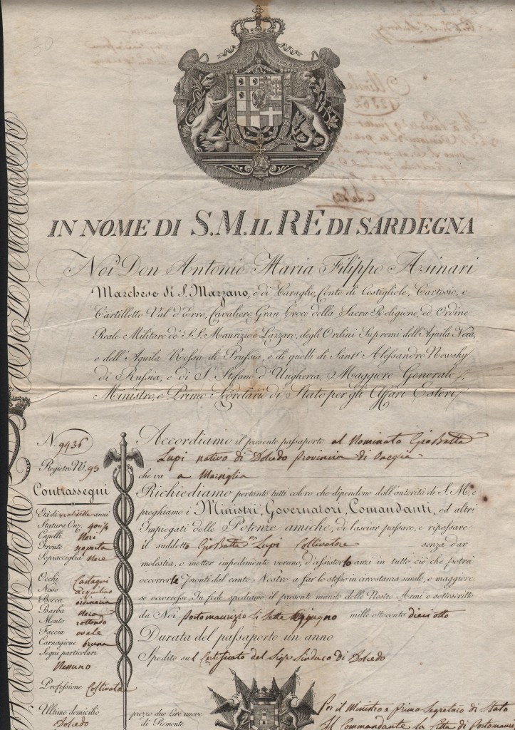 1818 Sardegna Issued Porto Maurizio