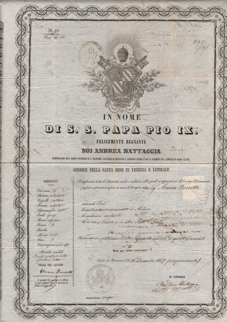 1857 Noi Andrea Battaggia Dato in Venezia
