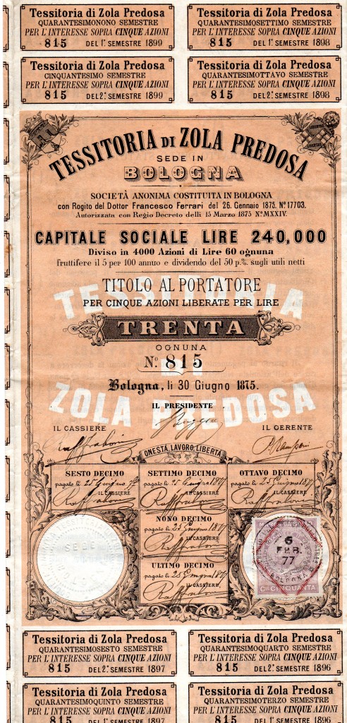 1875 Tessitoria di Zola Predosa Bologna