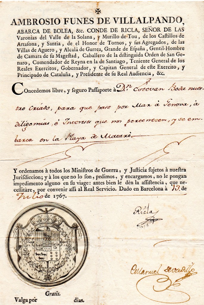 1767 Ambrosio Funes de Villaprando Barcellona x Genova