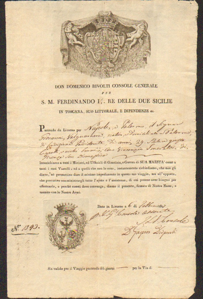 1817Don Lorenzo Rivoli Royame Two Sicilie issuade Livorno