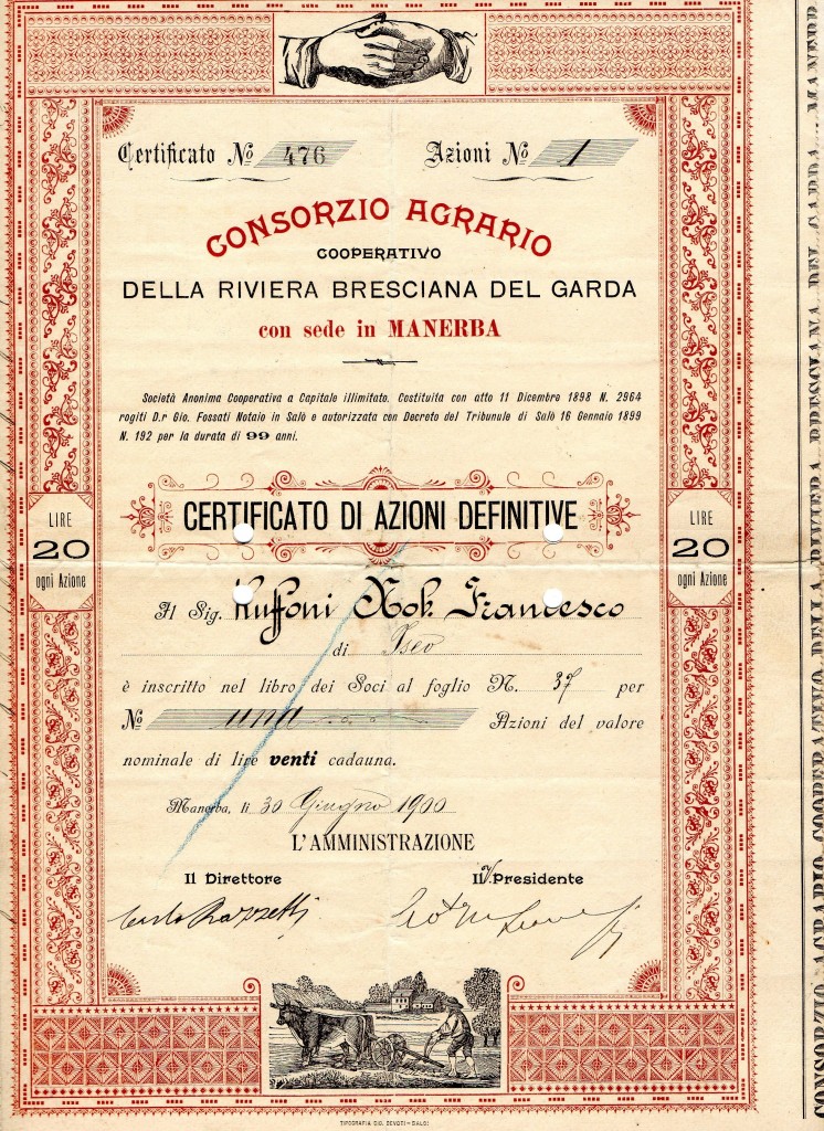 1900 Consorzio Agrario Cooperativo della riviera Bresciana Manerba
