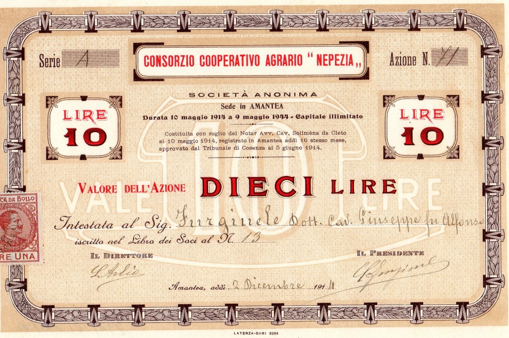 1914 Consorzio Agrario Cooperativo ''Nepezia''' Amantea Cosenza