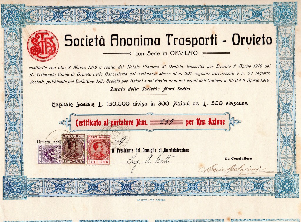 1919 Soc An. Trasporti Orvieto--Tip Marsili