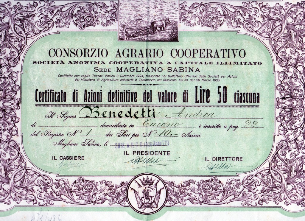 1930 Consorzio Agrario di Magliano Sabina da l, 50