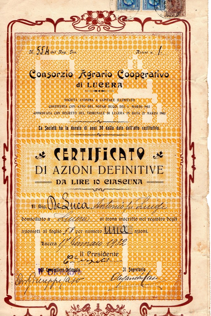 1932 Consorzio Agrario Coop,di Lucera