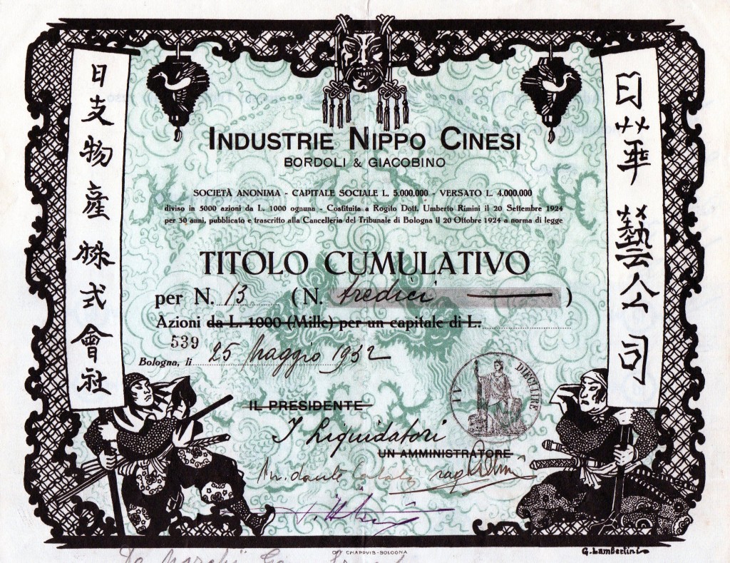 1932 Industrie Nippo Cinesi Bologna Dis G.Lambertini