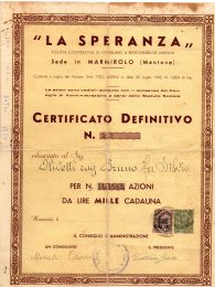 La Speranza da 1000 lire Marmirolo 1945 Mantova