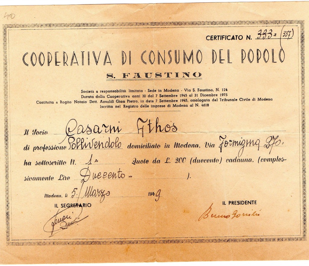 1949 Coop di Consumo di San Faustino Modsena