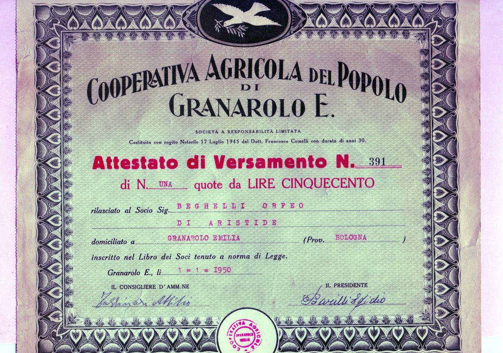 1950 Coop.Agricola del Popolo di Granarolo Emilia Bologna
