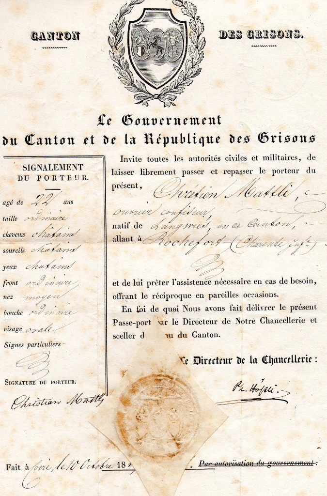1830-Repubblica Suisse Canton de Grisons..Coira