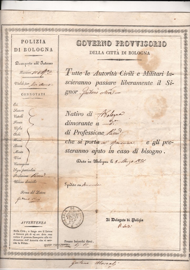 1831 Governo Provvisorio della citta 'di Bologna