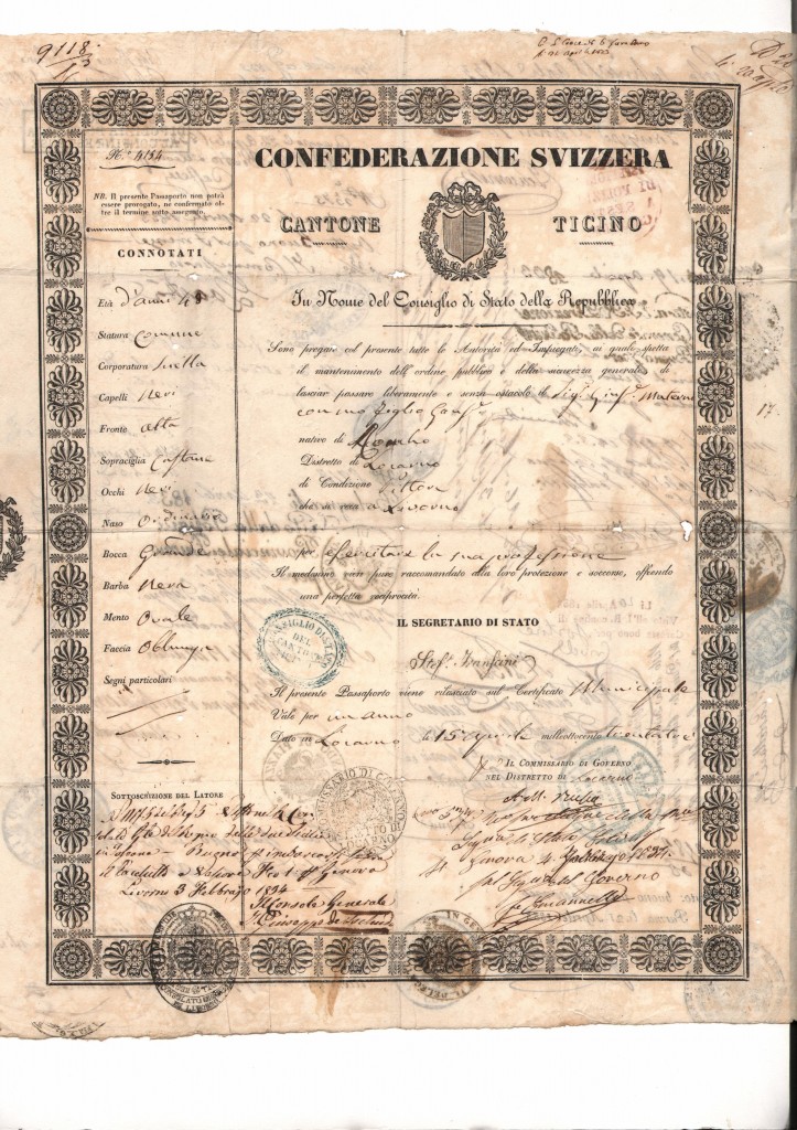 1833 ConfederazioneSvizzera Canton Ticino ril a Locarno