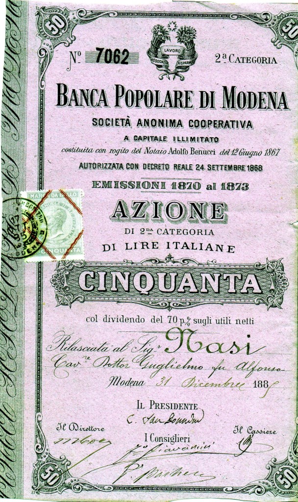 1887 Banca Popolare di Modena II serie