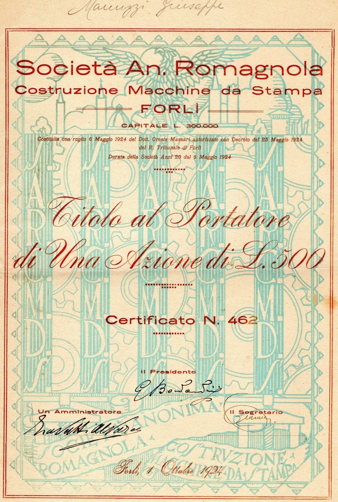 1924 Soc, An, Romagnola ,, Macchine da stampa Forli''