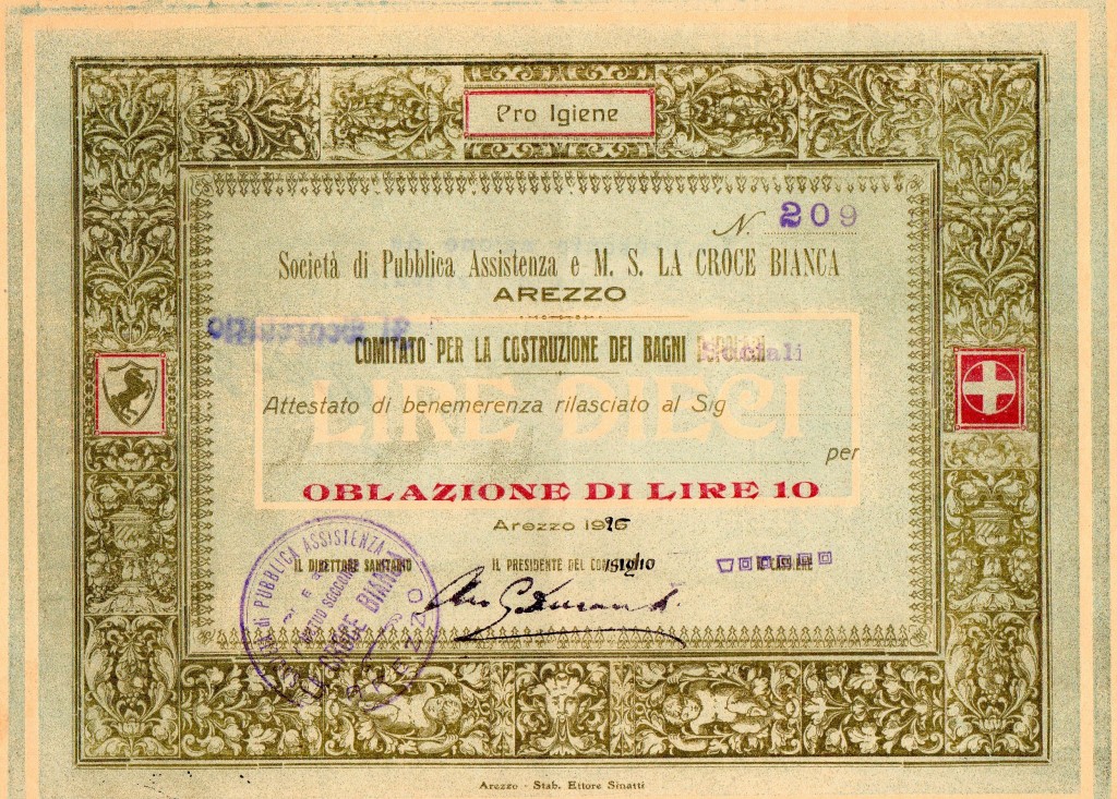 1926 Soc di Pubblica Assistenza e M.S.la Croce Bianca Arezzo