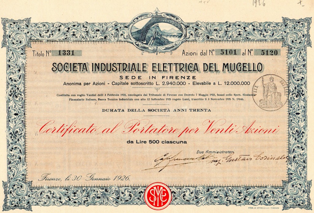 1926 Soc.Industriale Elettrica del Mugello Firenze