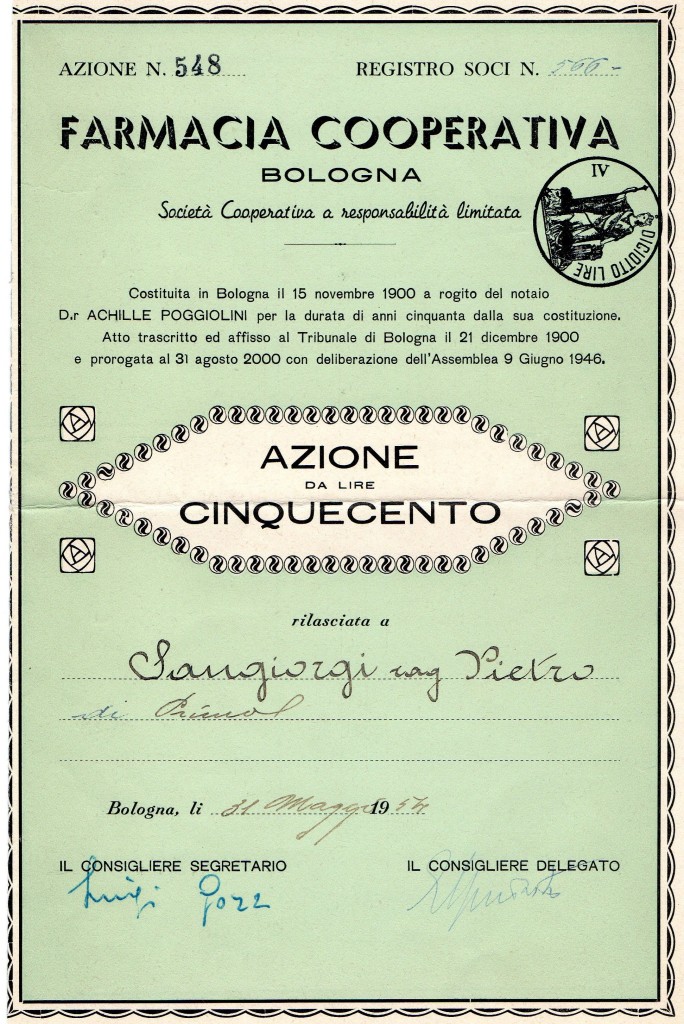 1954 Farmacia Cooperativa Bologna