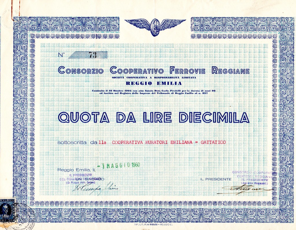 1960 Consorzio Ferrovie Reggiane Reggio Emilia