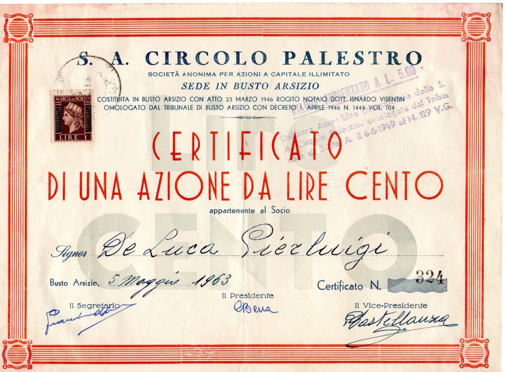 1963 s.a. Circolo Palestro Milano