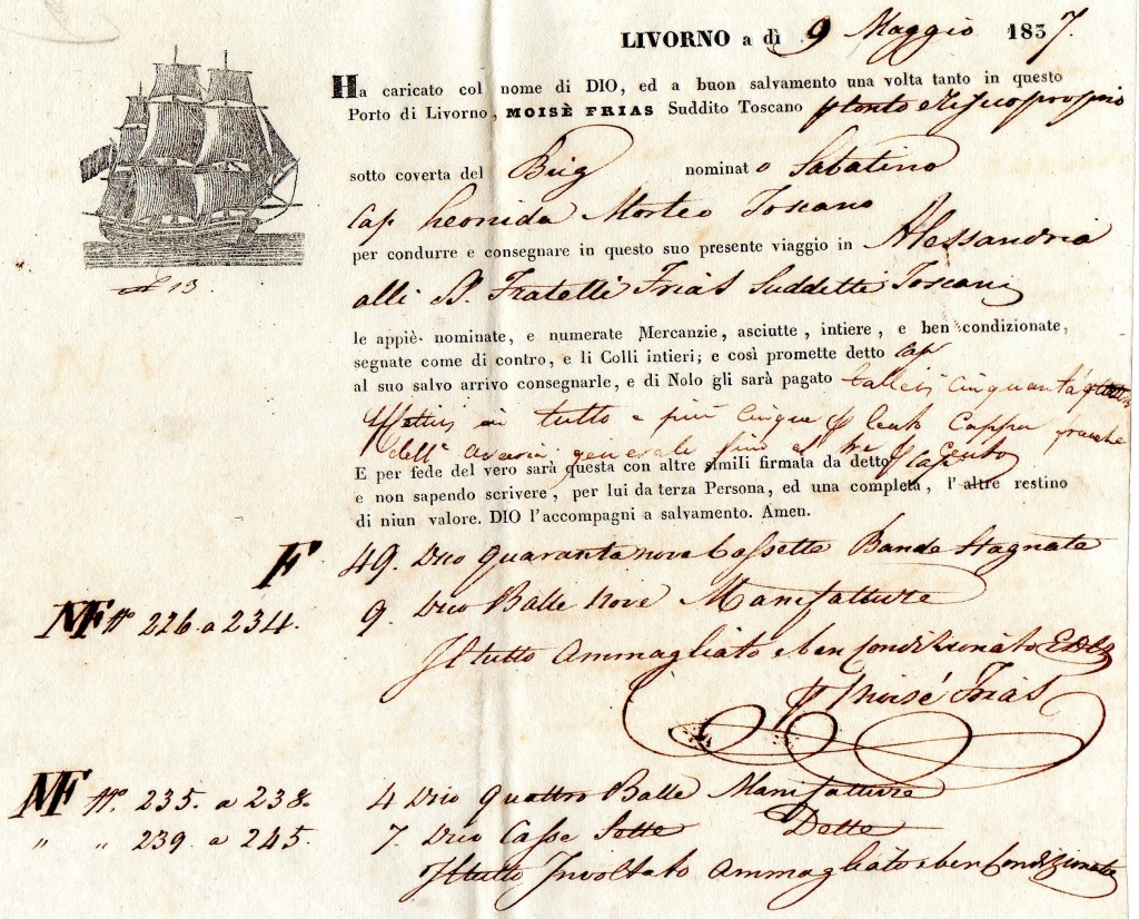 1837 Livorno ''Moise' Frias'' per Alessandria