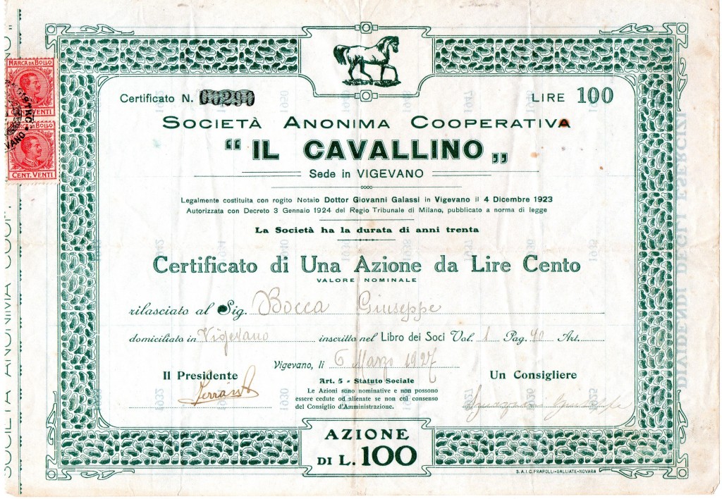 1929 '' Il Cavallino '' Vigevano Milano