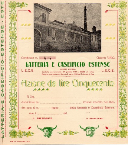 1920 Latteria e Caseificio Estense dato a Este