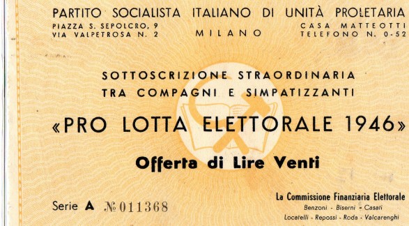 1946 Partito Socialista di Unita Proletaria da l.20