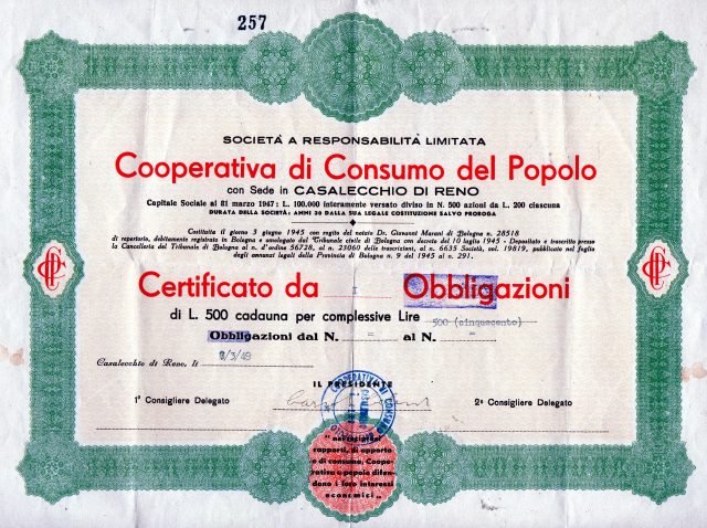 1949 Coop.di Consumo del Popolo ''di Casalecchio di Reno Bologna