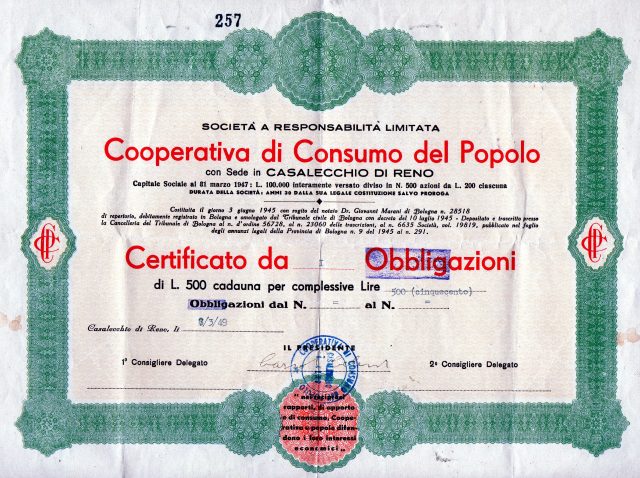 1949 Coop.di Consumo del Popolo ''di Casalecchio di Reno Bologna