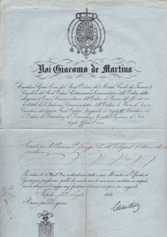 1860 Noi Giacomo de Martino..ril a Napoli x la Toscana