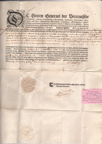 1630 Passaporto degli stati d'Olanda ,dato a