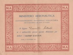 1925-Ministero-Areonautica-Sottoscrizione-Nazionale-Volontaria offerta-di-1-Dollaro-